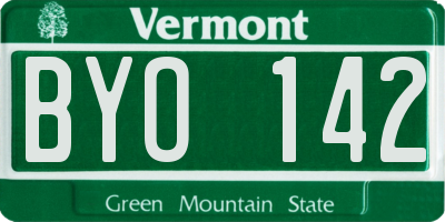 VT license plate BYO142
