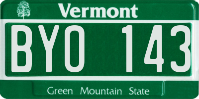 VT license plate BYO143