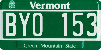 VT license plate BYO153