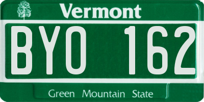 VT license plate BYO162