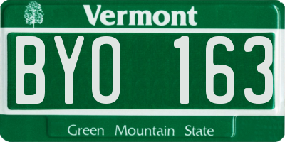 VT license plate BYO163