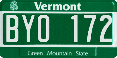 VT license plate BYO172