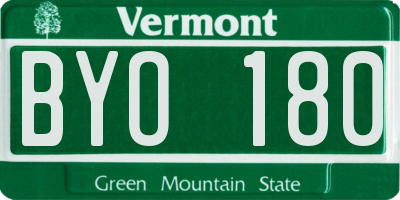 VT license plate BYO180