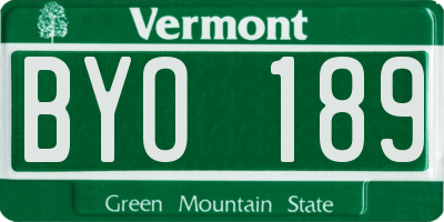 VT license plate BYO189