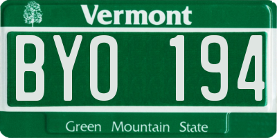 VT license plate BYO194
