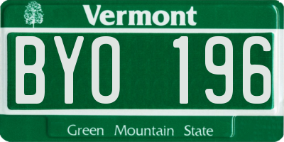 VT license plate BYO196