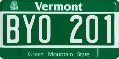 VT license plate BYO201