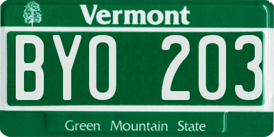 VT license plate BYO203