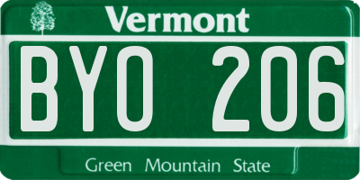 VT license plate BYO206