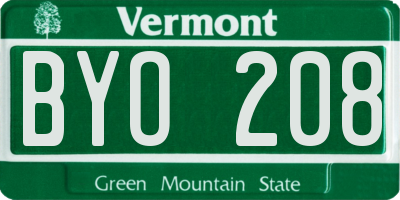 VT license plate BYO208