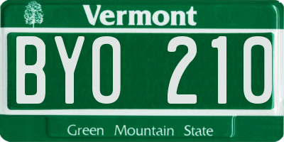 VT license plate BYO210