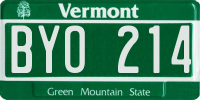 VT license plate BYO214