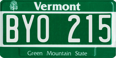 VT license plate BYO215