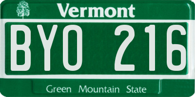 VT license plate BYO216