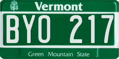 VT license plate BYO217