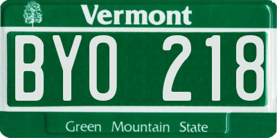 VT license plate BYO218
