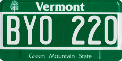 VT license plate BYO220