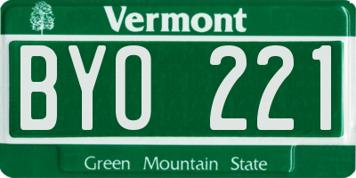 VT license plate BYO221