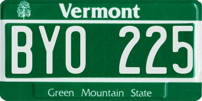 VT license plate BYO225