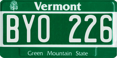 VT license plate BYO226