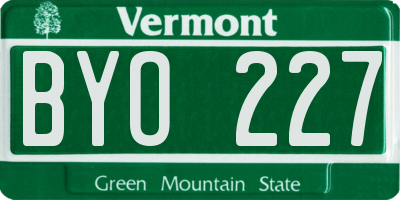 VT license plate BYO227
