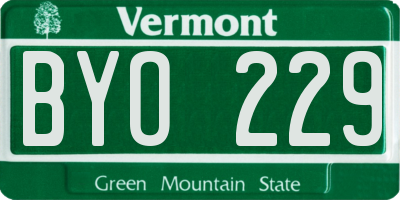 VT license plate BYO229