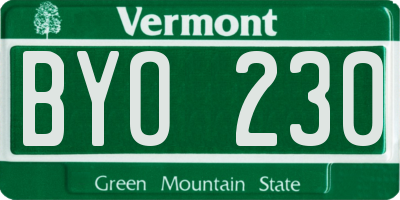 VT license plate BYO230