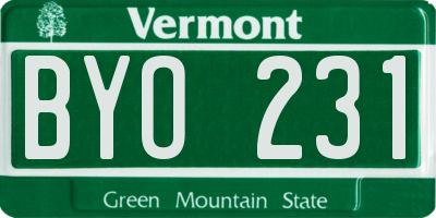 VT license plate BYO231