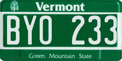 VT license plate BYO233