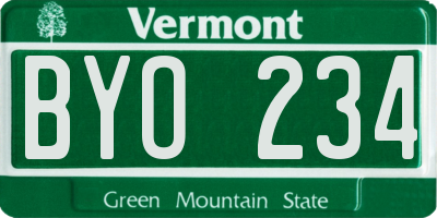 VT license plate BYO234