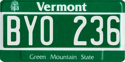 VT license plate BYO236