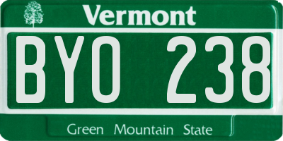 VT license plate BYO238