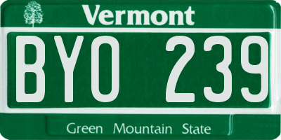 VT license plate BYO239