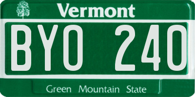 VT license plate BYO240