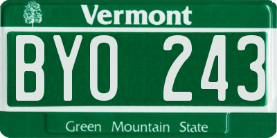 VT license plate BYO243