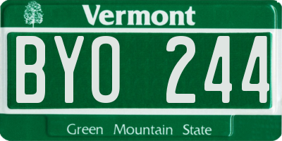 VT license plate BYO244