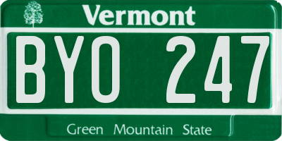 VT license plate BYO247