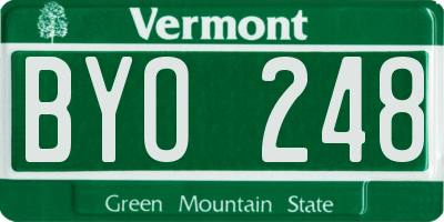 VT license plate BYO248