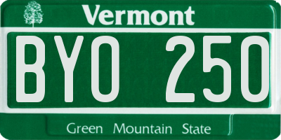 VT license plate BYO250