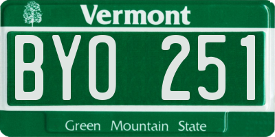 VT license plate BYO251