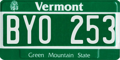 VT license plate BYO253