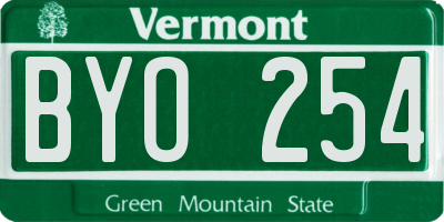 VT license plate BYO254