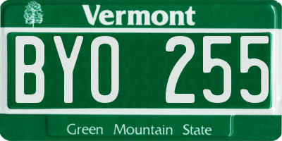 VT license plate BYO255