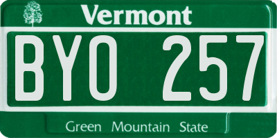 VT license plate BYO257
