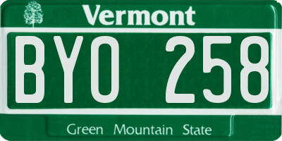 VT license plate BYO258