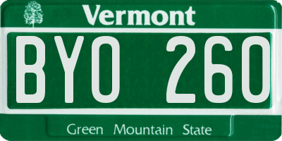VT license plate BYO260
