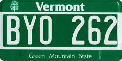 VT license plate BYO262
