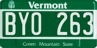 VT license plate BYO263