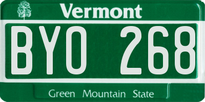 VT license plate BYO268