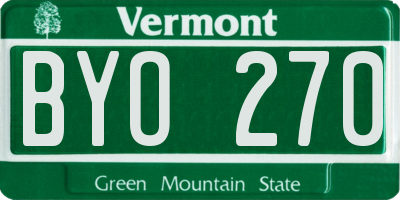 VT license plate BYO270